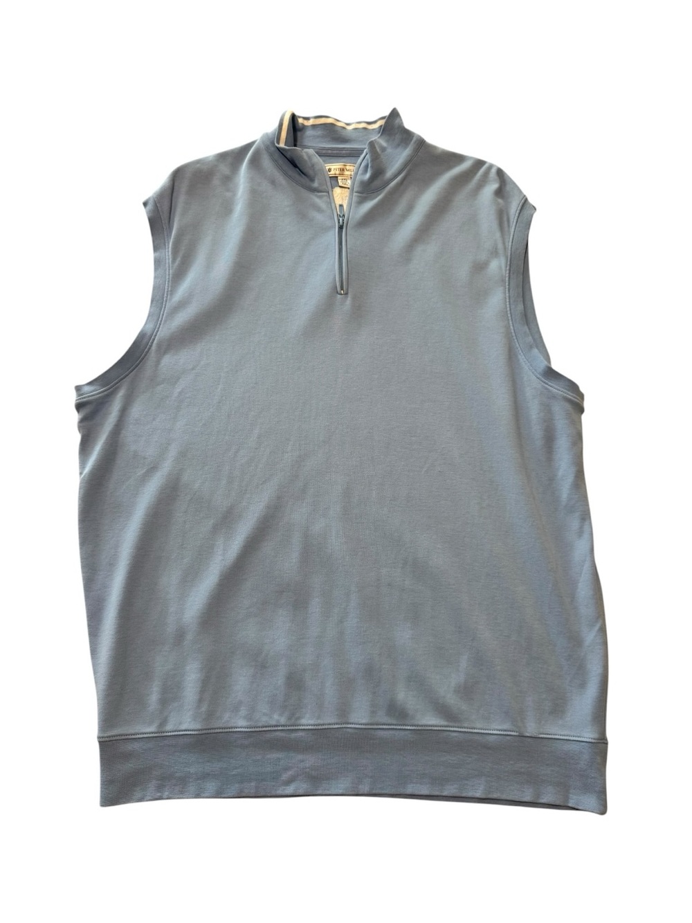 Peter Millar Blue Pima Cotton Quarter Zip Golf Vest XXL ELCC Crest